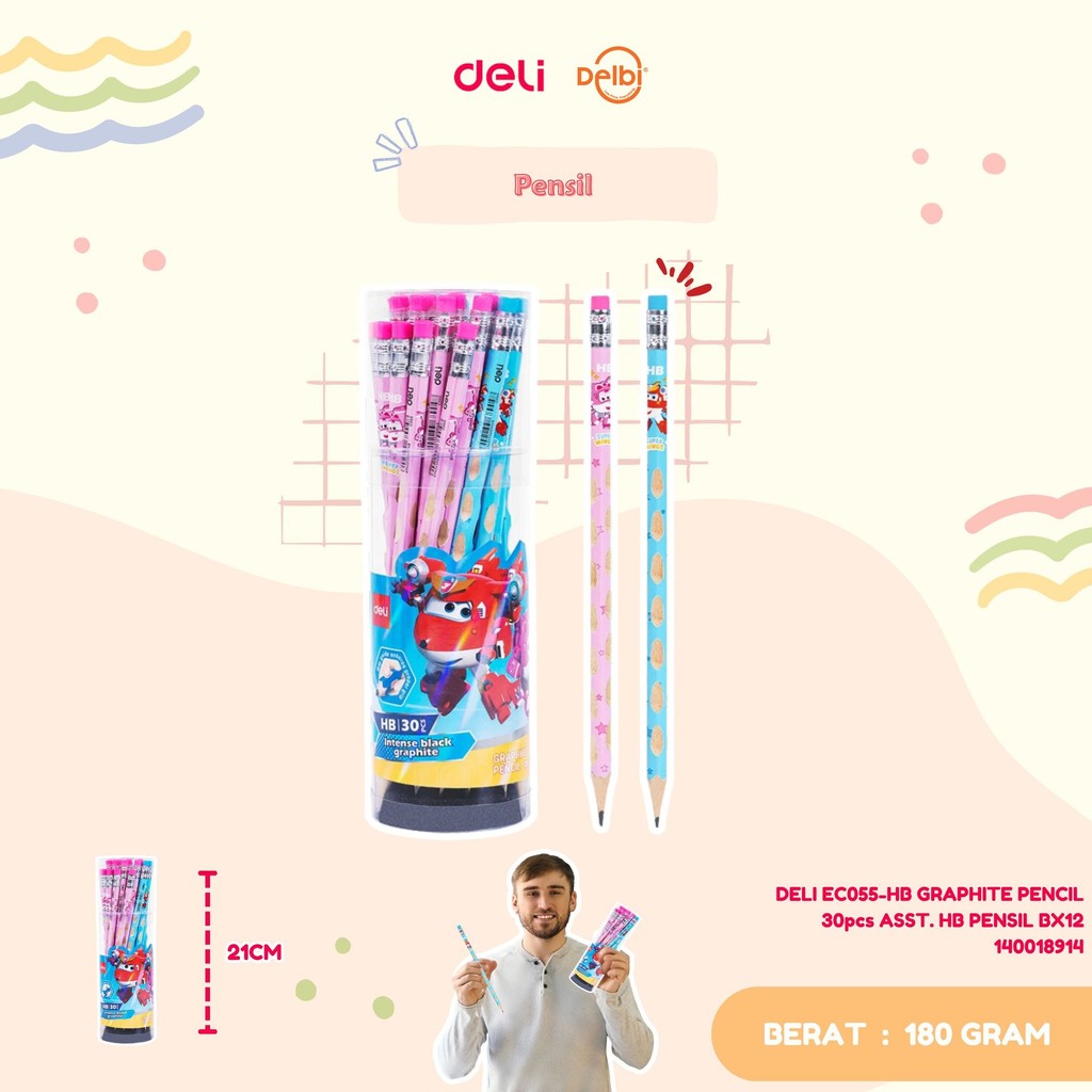 

DELI EC055-HB GRAPHITE PENCIL 30pcs ASST. HB PENSIL