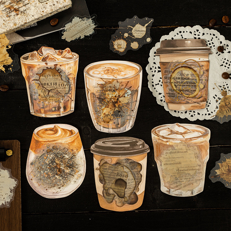 

20Pc/Pack Coffee Trace Series DIY Stickers Scrapbooking Stick PET Label Diary Stationery Album Journal Sticker Student School