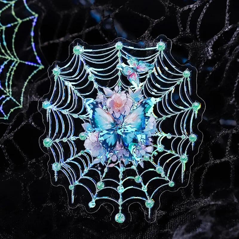 

10Pcs Stickers Per Pack Spider Wonderland Art Supplies Collage Base Light Spider Trap Butterfly Nightmare Handmade