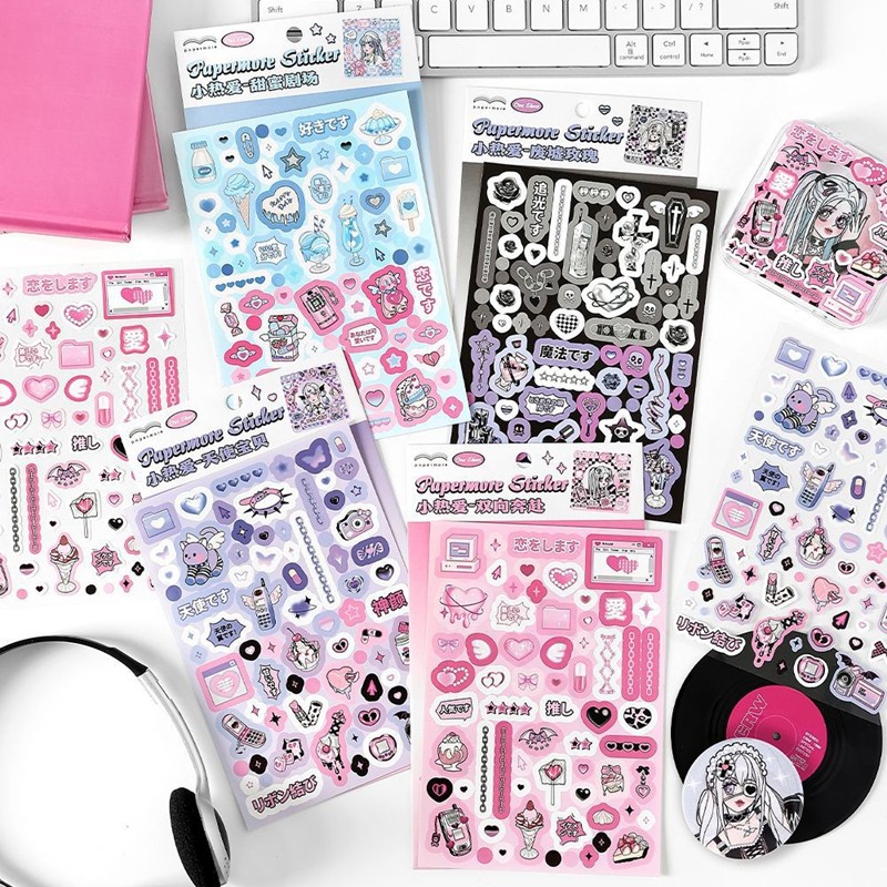 

1Pcs Korean Ins Sweet Cool Sticker for Phone Camera Luggage Helmet Sticker Y2K Kawaii Decoration Sticker Gift