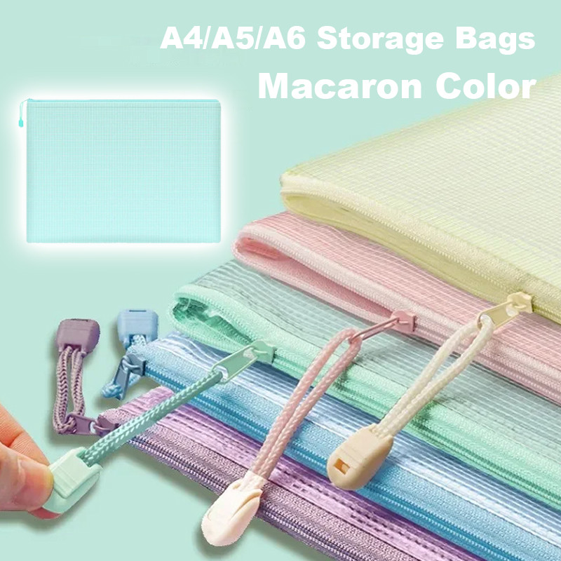 

5Pcs Storage File Folder Mesh Zipper Pouch A4/A5/A6 Document Bag Zip File Folder School Office Stationery Organizer Accessoires