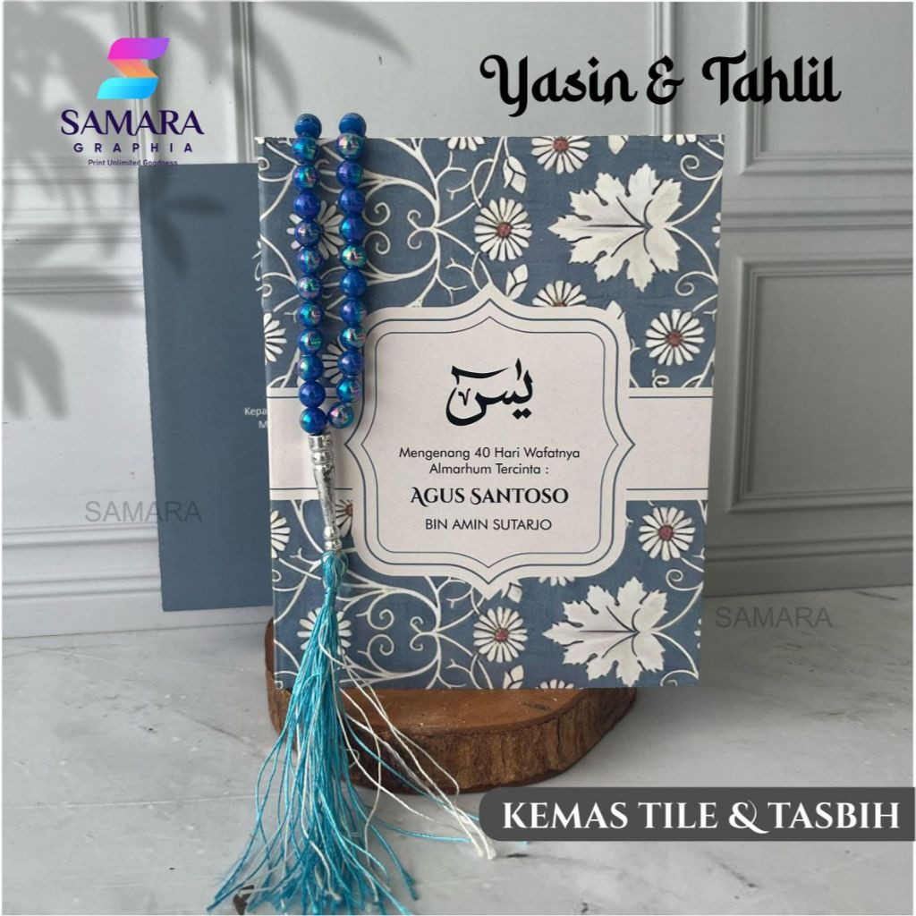 Buku Yasin dan tahlil custom Souvenir tahlilan lengkap foto almarhum 40 hari 100 1000 hari IRIS 3