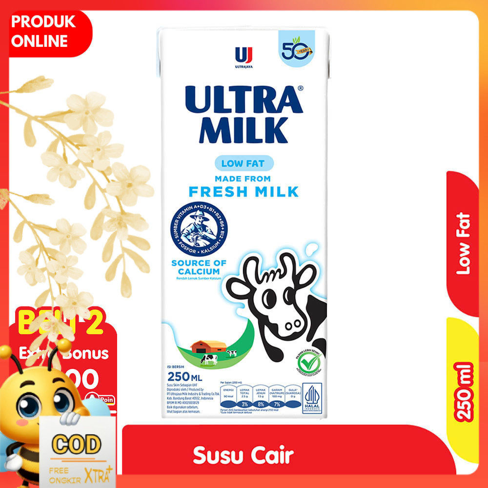 

Ultra Milk Susu UHT Rendah Lemak Kotak 250 ml