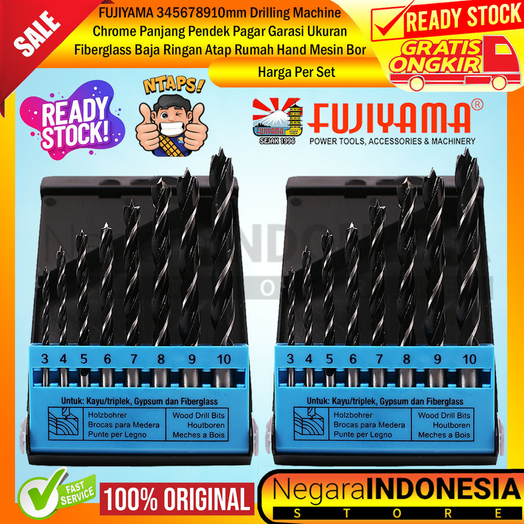 FUJIYAMA 345678910mm Drilling Machine Size  Wood Pintu Plastik Jendela Lubang Laci Meja Chrome Panja