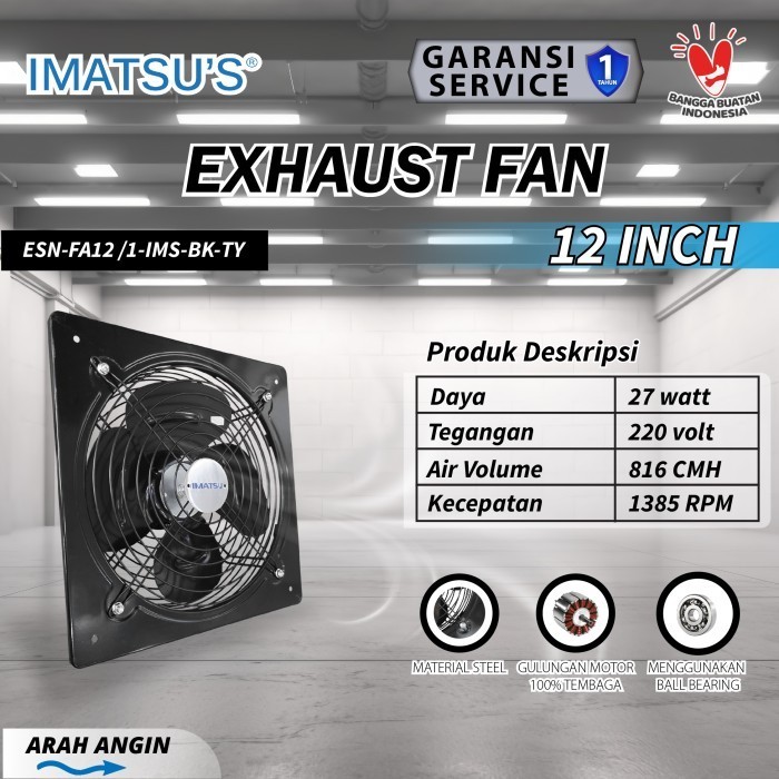 IMATSU'S Exhaust Fan Dinding Standard 12 Inch Kipas Hexos Hisap Tembok Wall Exhaust Fan