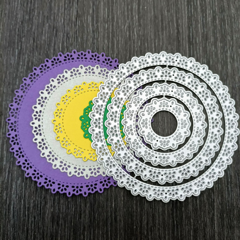 

Round Lace Card Curves Border Metal Cutting Dies for DIY Scrapbook Cutting Die Paper Cards Embossed Decorative Craft Die Cut