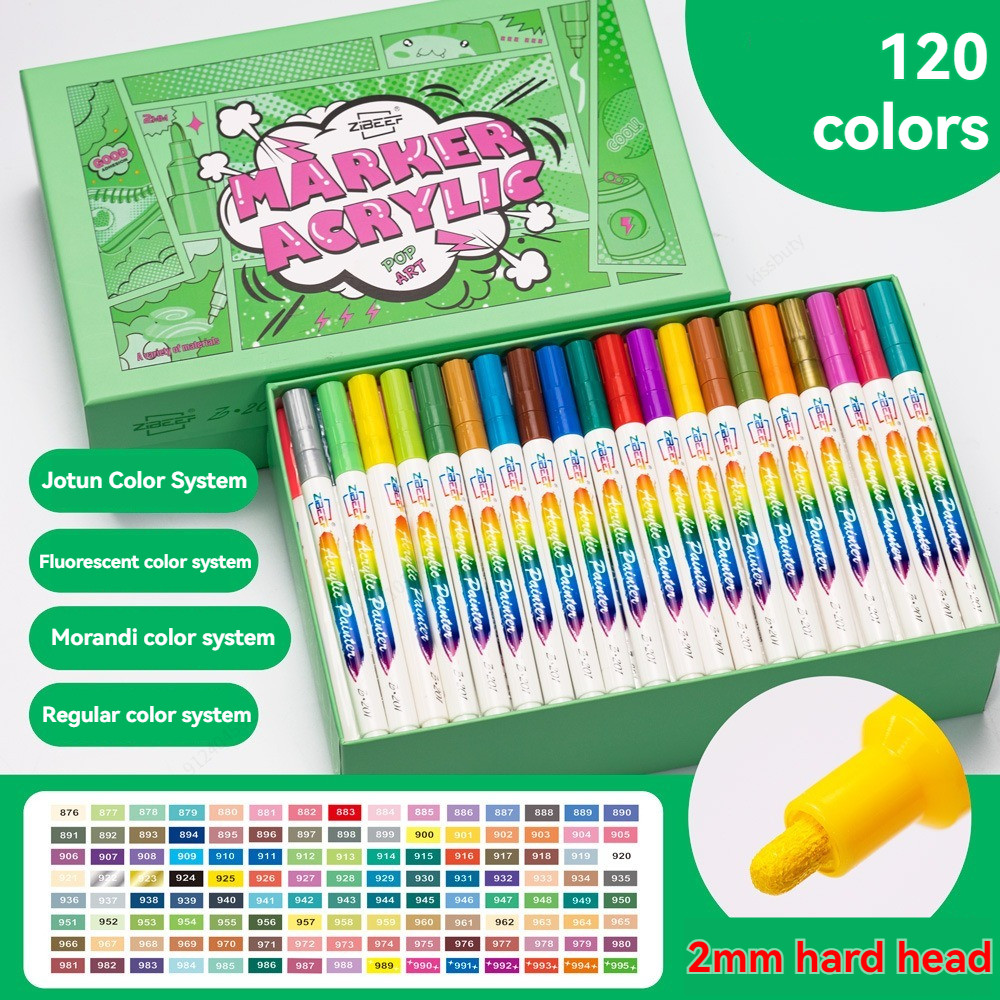 

120 Colors Acrylic Paint Markers Pens For Fabric Rock Painting Markers Paint Pen Ceramic Glass Canvas DIY Art Making Supplies
