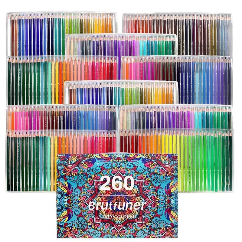 

Brutfuner 48/72/120/180/260 Colored Oil Colored Pencil Set for Students Adults Beginner Artists for Drawing Art Supplies