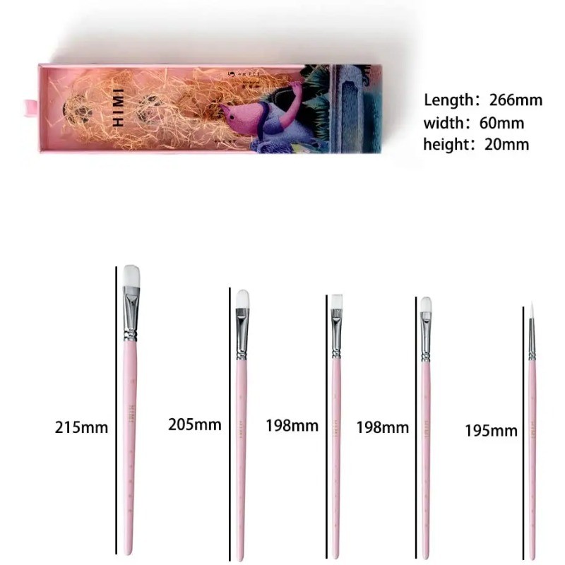 

Miya Himi 5pcs Paint Brushes Set for Acrylic Oil Watercolor Face & Body Gouache Painting with Hog Hairs for Kids Artists