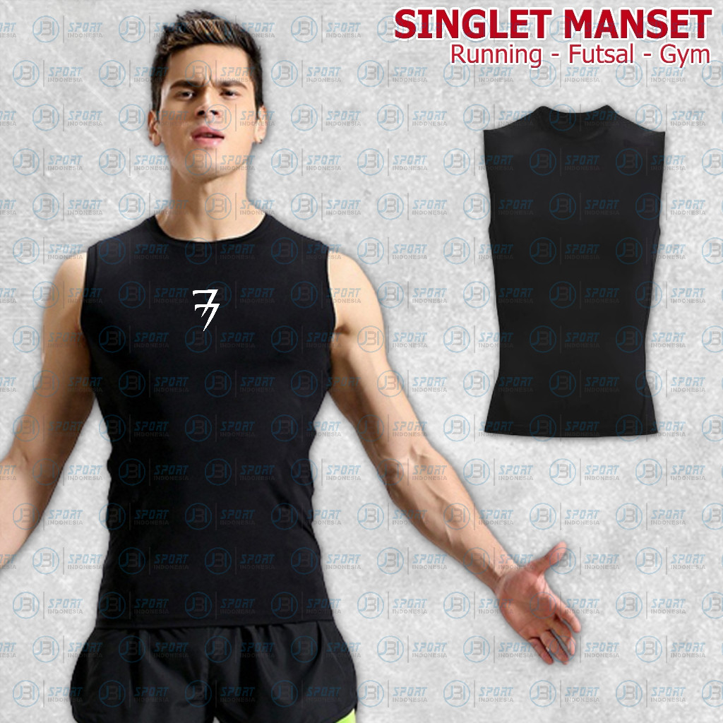 Kaos Singlet Pria Gym Fitnes Baju manset Olahraga Pria Tanpa Lengan gym running futsal badminton JBI