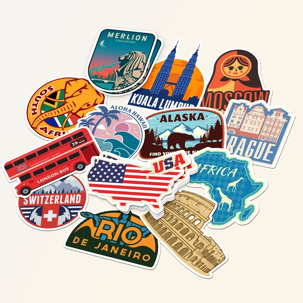 

Stiker Travel Vinyl Waterproof Doff - Stiker Laptop Diary Notebook Journal Koper Tumbler
