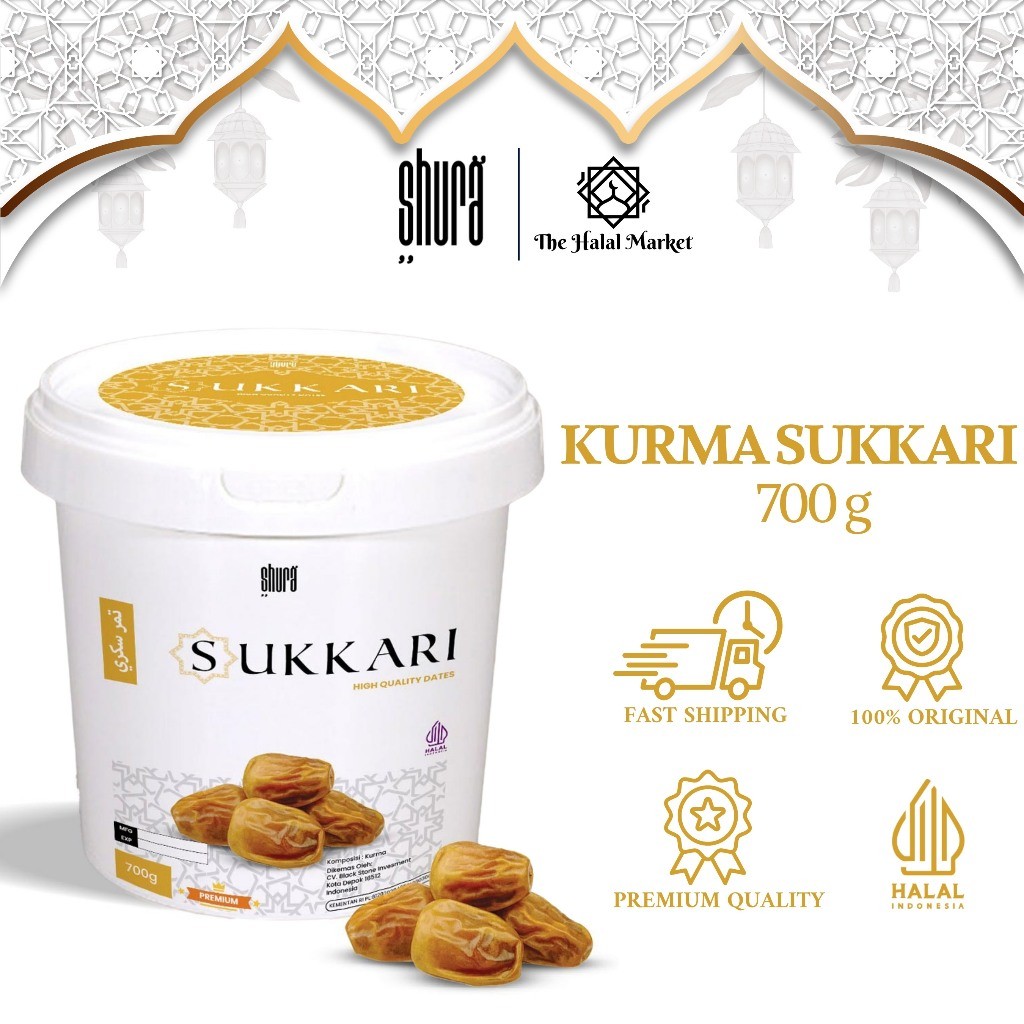 

Shura Kurma Sukkari Ember 700gr Premium Kurma Raja Lembut Manis Legit