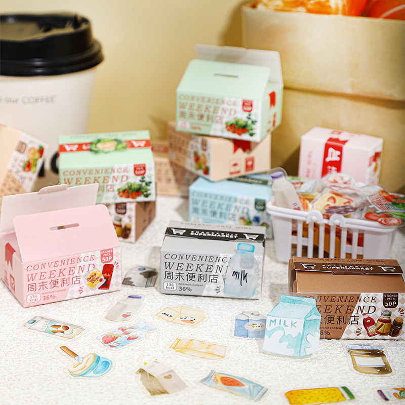

[HARU] Convenience Weekend Series Juminocore Sticker Box Stickers Dekorasi Binder Jurnal Stiker Journal Kit
