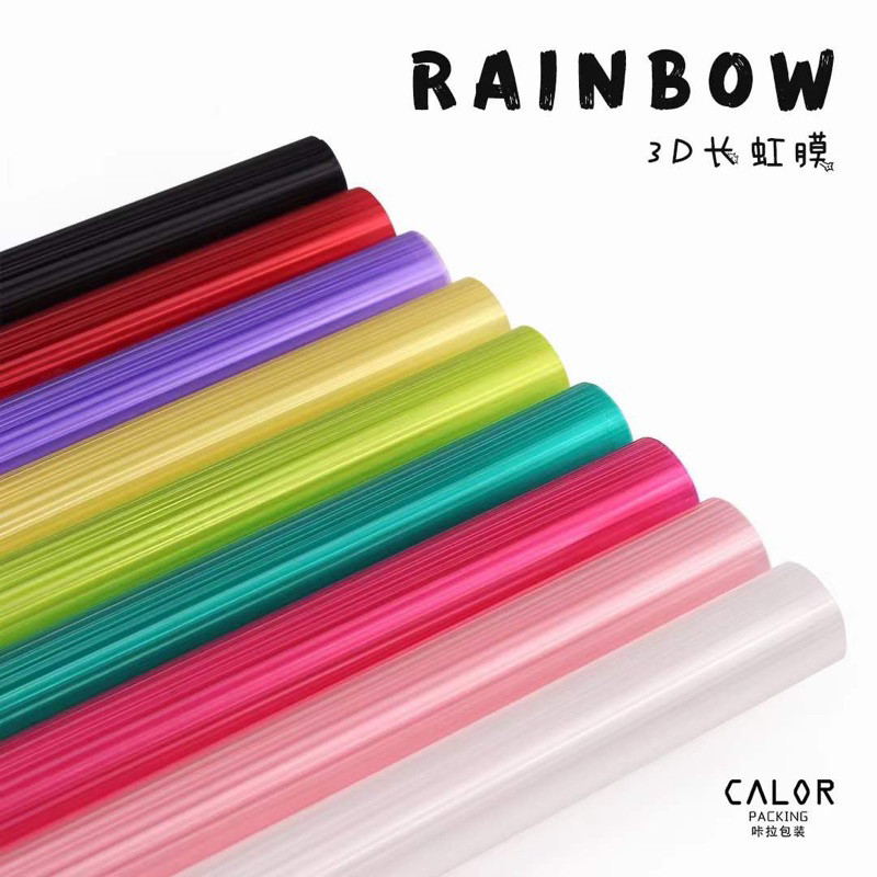 

CALOR Flower Wrapping Paper / 3D Transparent Rainbow Color Roll Kertas Bunga Buket Transparen Cellophane