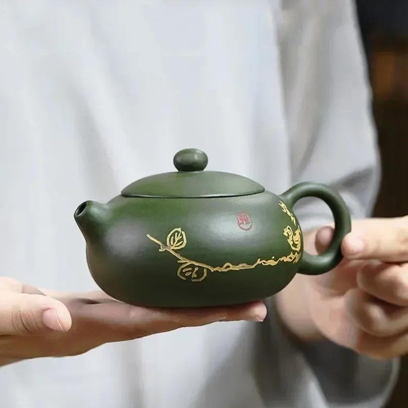 

NLSLASI Chinese Yixing Teapot Purple Clay Filter Xishi Teapots Beauty Kettle Raw Ore Green Clay Handmade Tea Set Authentic 170ml