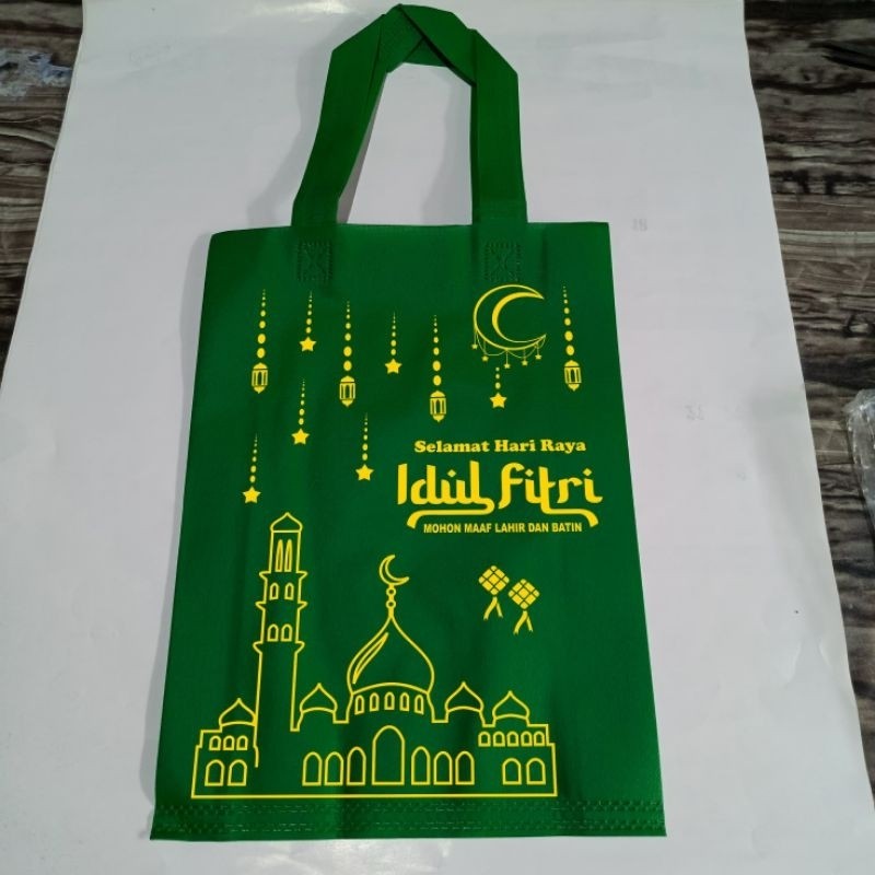 

[ SPESIAL ] (1 Lusin) isi (12pcs) Edisi Lebaran Sablon (Masjid) Hls 25x35 & 30x40 Tas Hampers Goodie bag Tas Idul Fitri