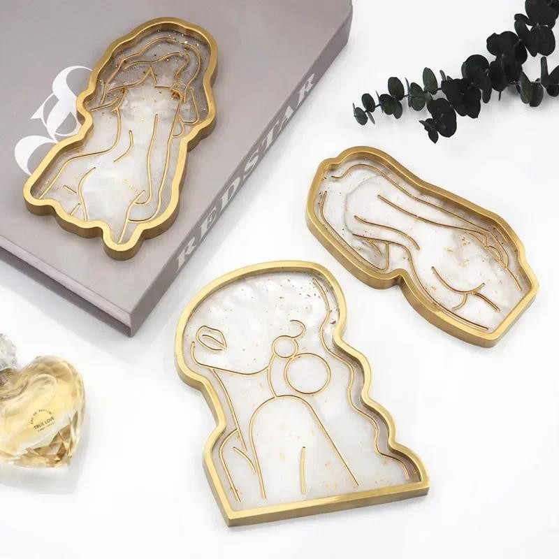 

DIY Crystal Epoxy Resin Mold Girl Model Body Abstract Dish Plate Mirror Tray Silicone Mold