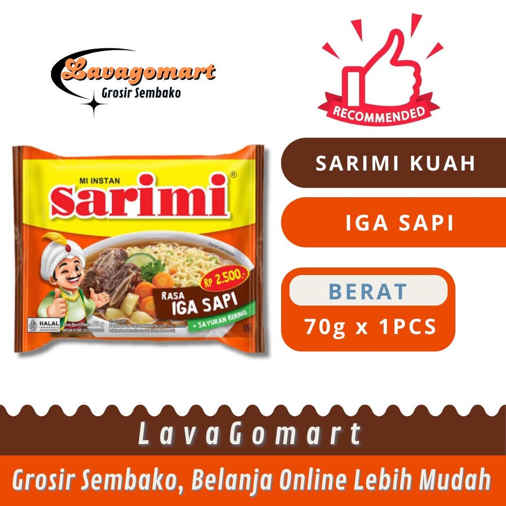 

SARIMI KUAH IGA SAPI 70g - 1 PCS - LAVAGOMART- BANDUNG
