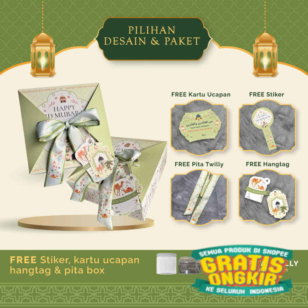 

Gable box HASYA kotak hampers lebaran idul fitri model PITA TWILLY box toples tabung/kotak/hardtop 911 ukuran (20x20x8cm) muat toples TABUNG (400ml : 4 toples) atau toples KOTAK HARDTOP 119 (250gr : 4 toples)/ New kado