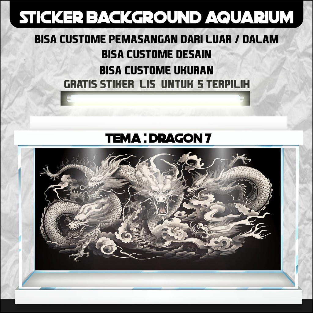 stiker wallpaper background aquarium belakang tema naga 7 3d