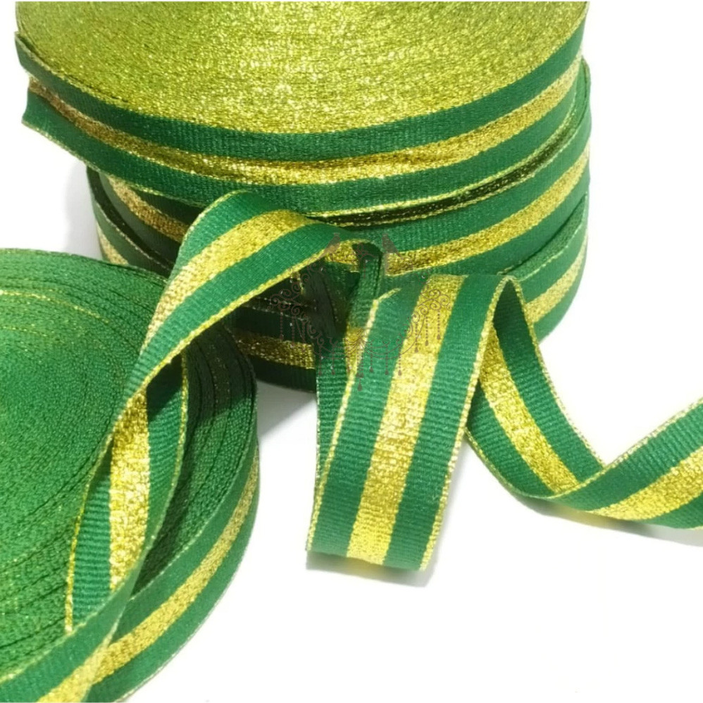 

Pita Polyester Hijau Salur Emas 1cm 2cm untuk Idul Fitri Hampers Parcel Lebaran