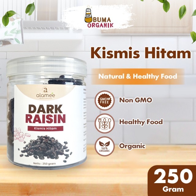 

ALAMEE Kismis Hitam Black Raisin Cemilan Buah Drief Fruit Manis 250gr BUMA