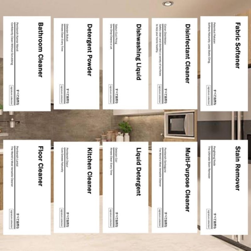 

6x12cm Sticker Vinyl Waterproof Home Care Laundry Sabun Cuci Piring Deterjen Pewangi Pembersih Lantai Pemutih HampersnGift HG