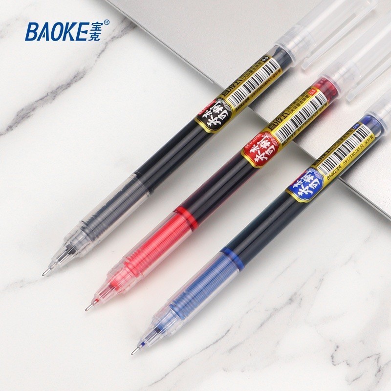

BAOKE 12Pcs Rollerball Pen / Pulpen Pena Cepat Kering Tip 0.5mm Biru Hitam Merah Warna BK119