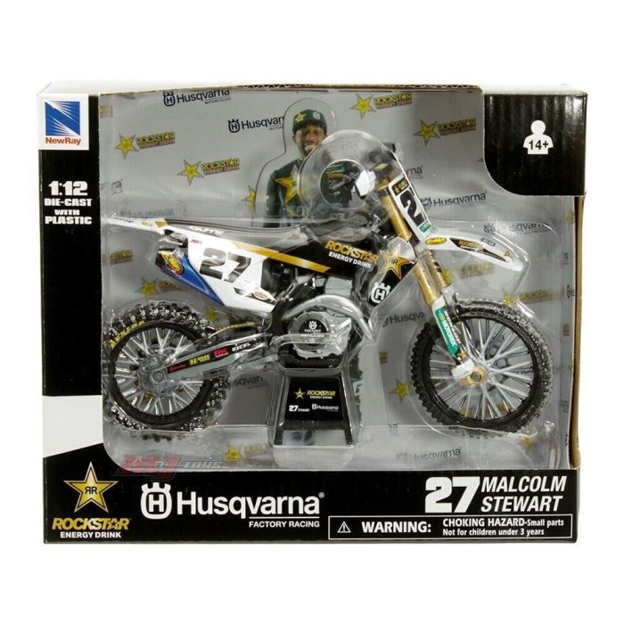 Diecast Miniatur Motor Trail - Cross Diecast Motorcycles Rockstar Husqvarna FC450 Dirt Bike Malcolm 