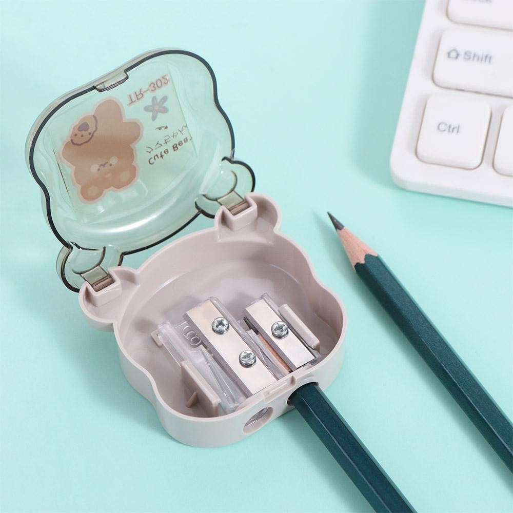 

Creative 2 Holes Little Bear Pencil Sharpener Cartoon Kawaii Double Hole Pencil Cutter Cute Anime Pencil Cutting Tools Kids