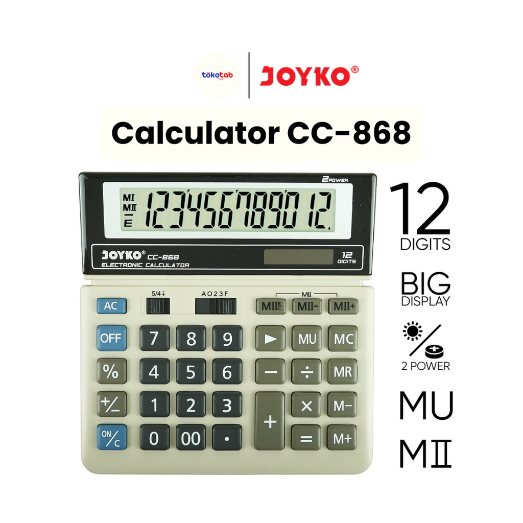 

Tokotab - Calculator Kalkulator Joyko CC-868 12 Digit Desktop Calculator / Kalkulator Meja
