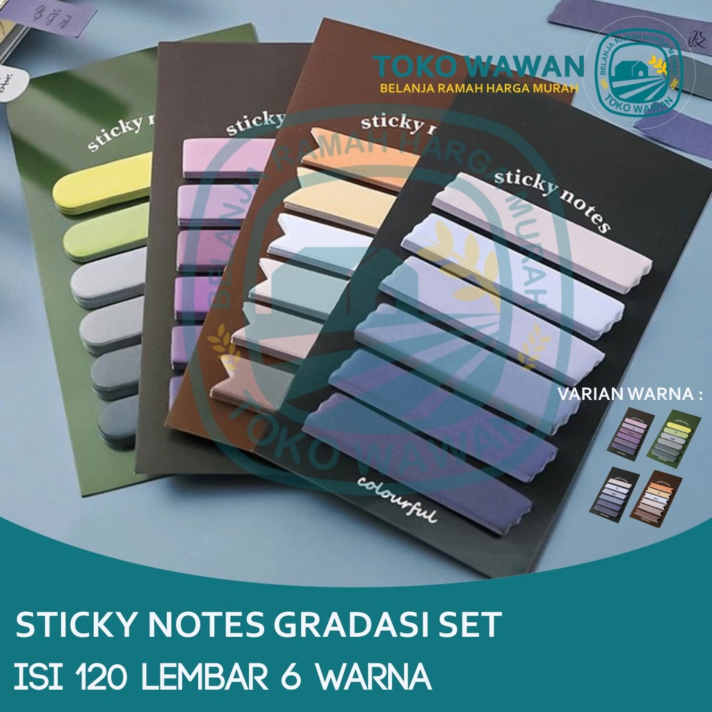 

Sticky Note Gradasi 120 Lembar Tempelan Kertas Catatan 6in1 Kertas Notes Morandi Warna Gradasi Label Indeks Kertas Deco Colourfull