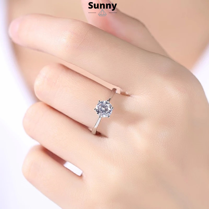 ORIGINAL COD CINCIN TITANIUM BERLIAN PERAK ANTI KARAT KOREA WANITA MODE CINCIN BERLIAN MAHKOTA PERAK