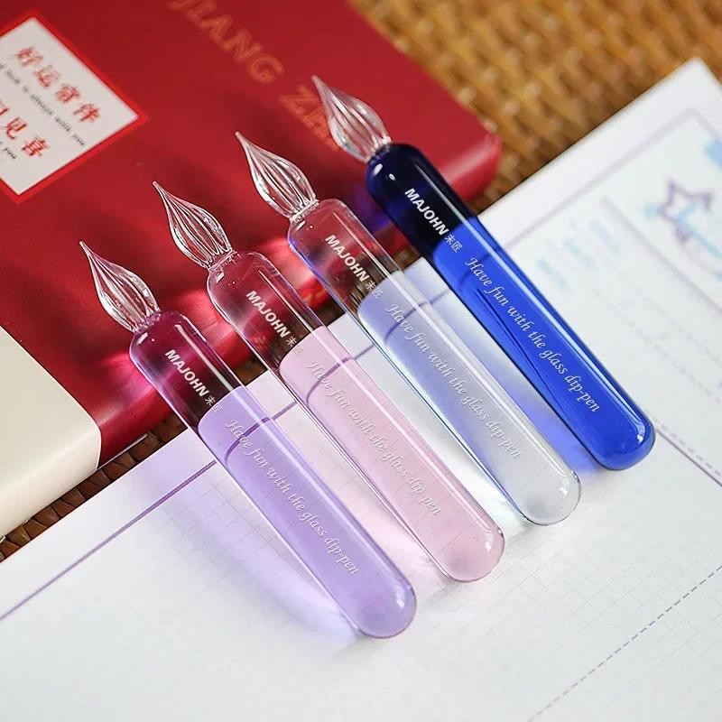 

MAJOHN/Mojiang Stick Glass Dip Pen Color Ink Wash Pen Cup Set Gift Box Hand Tent Drawing Hook Line Flower Body English