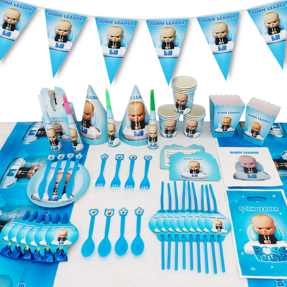 Cartoon Baby Boss Boys Girls Theme Birthday Party Decoration Disposable Tableware Background Balloon