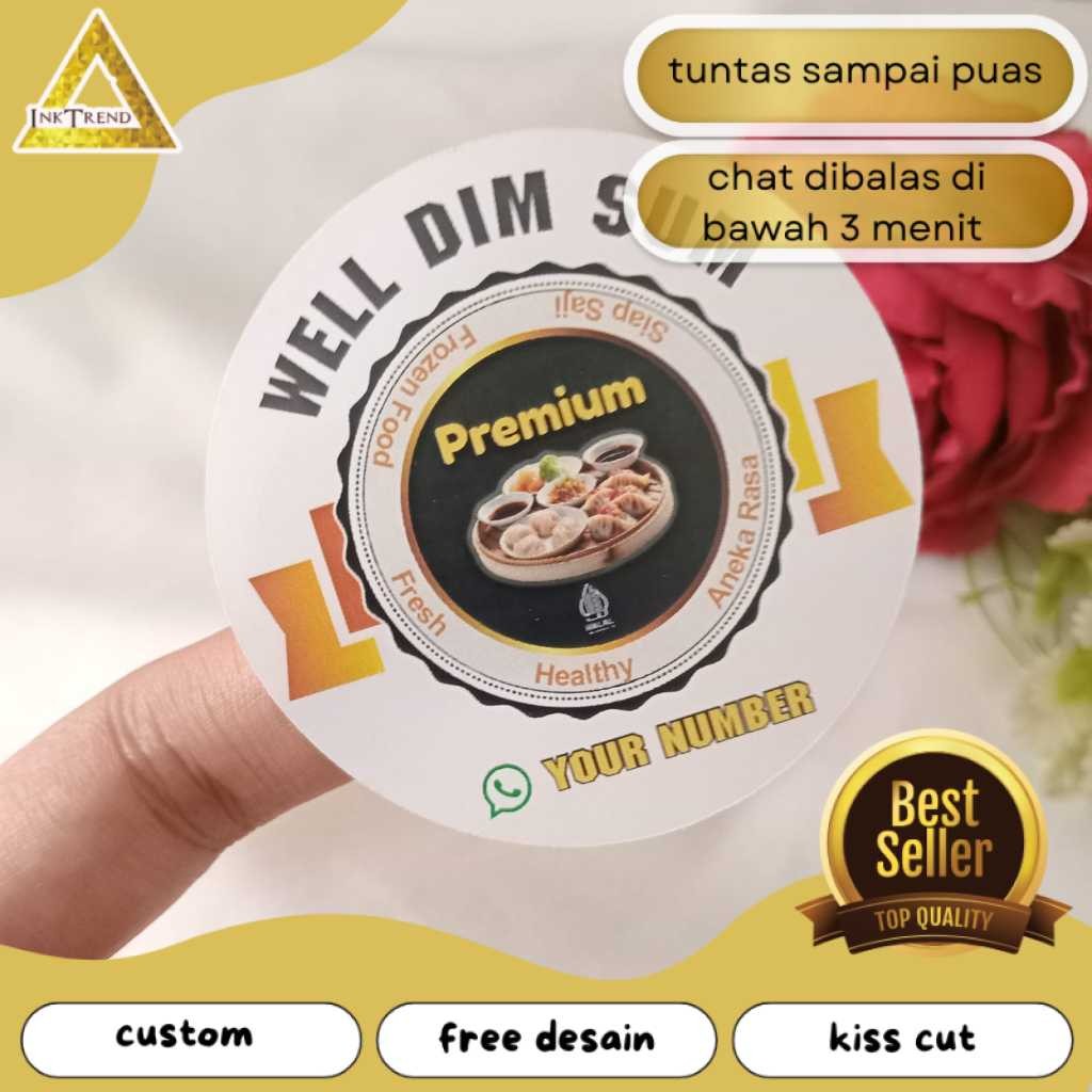 

INKA 2-4 Sticker Label Bulat Dimsum Stiker Makanan Free Desain Dimsum Custom Chromo Uk.Kecil