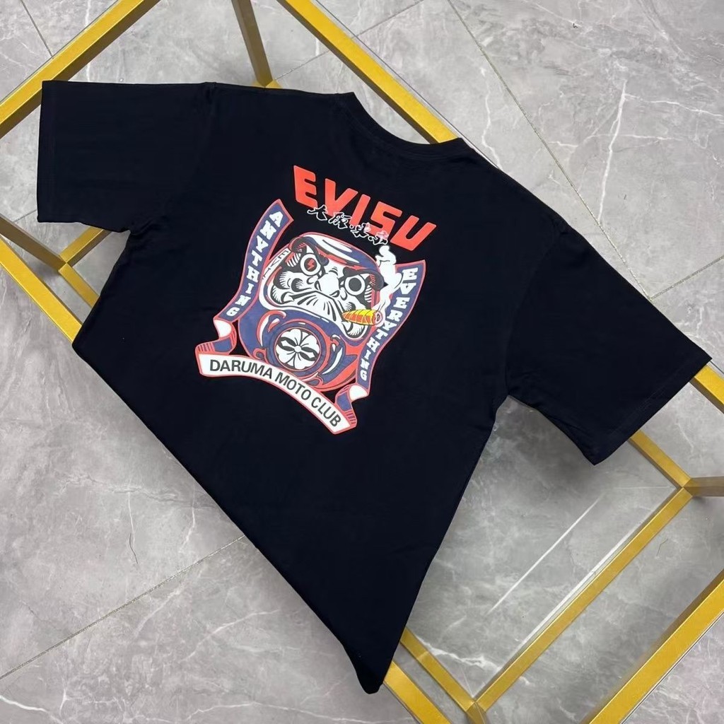 (HOT) EVISU Fushen KAOS 2025 Produk Baru Damo Cetak T-shirt