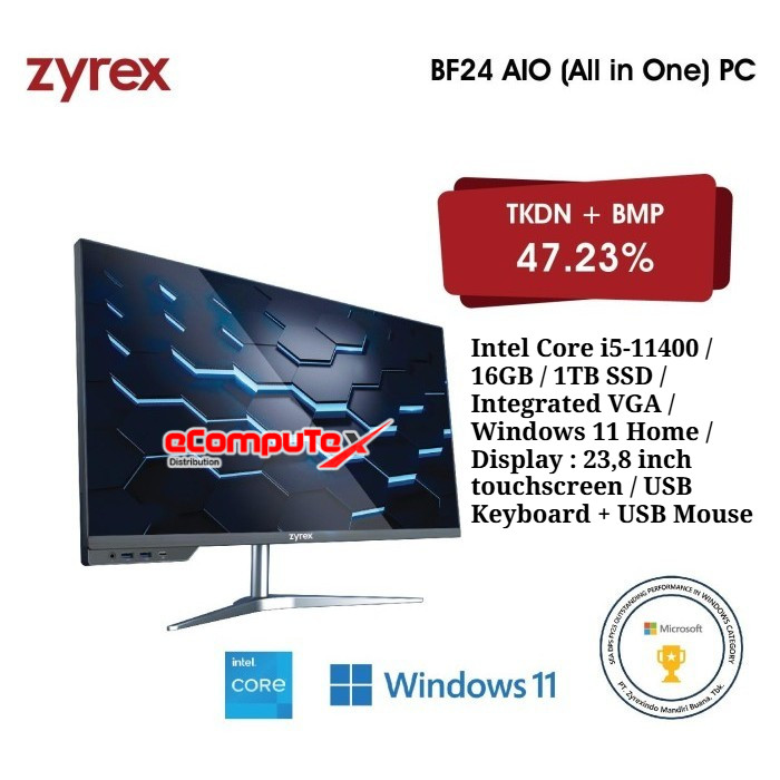 ZYREX PC AIO DISCOVERY BF24 24TS15-16S1 / Intel Core i5-11400 / 16GB / 1TB SSD / Integrated VGA / Wi