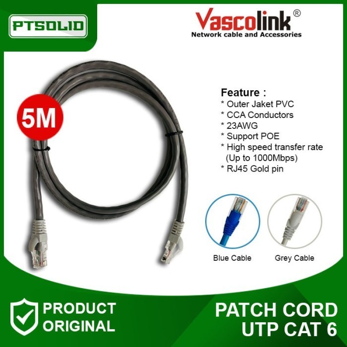 Kabel Lan Vascolink Patchcord / Kabel LAN 5 Meter Vascolink UTP Cat 6