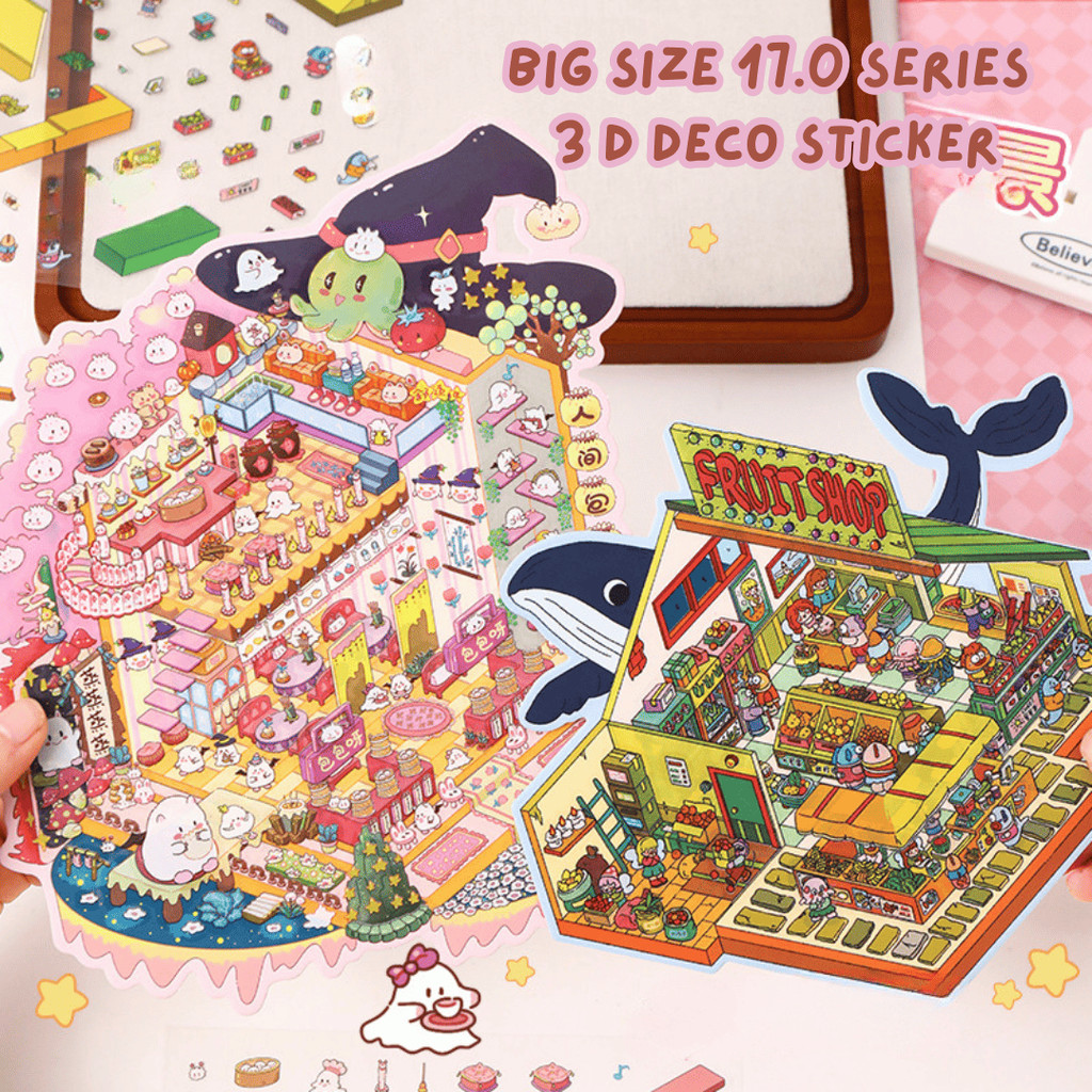 

[HARU] Big size 17.0 Series 3D Deco Sticker Sheet Sticker Stiker 3D Dekorasi Ruangan Sticker Premium Satisfying Decoration Mainan Anak Korean Stiker Pet Premium