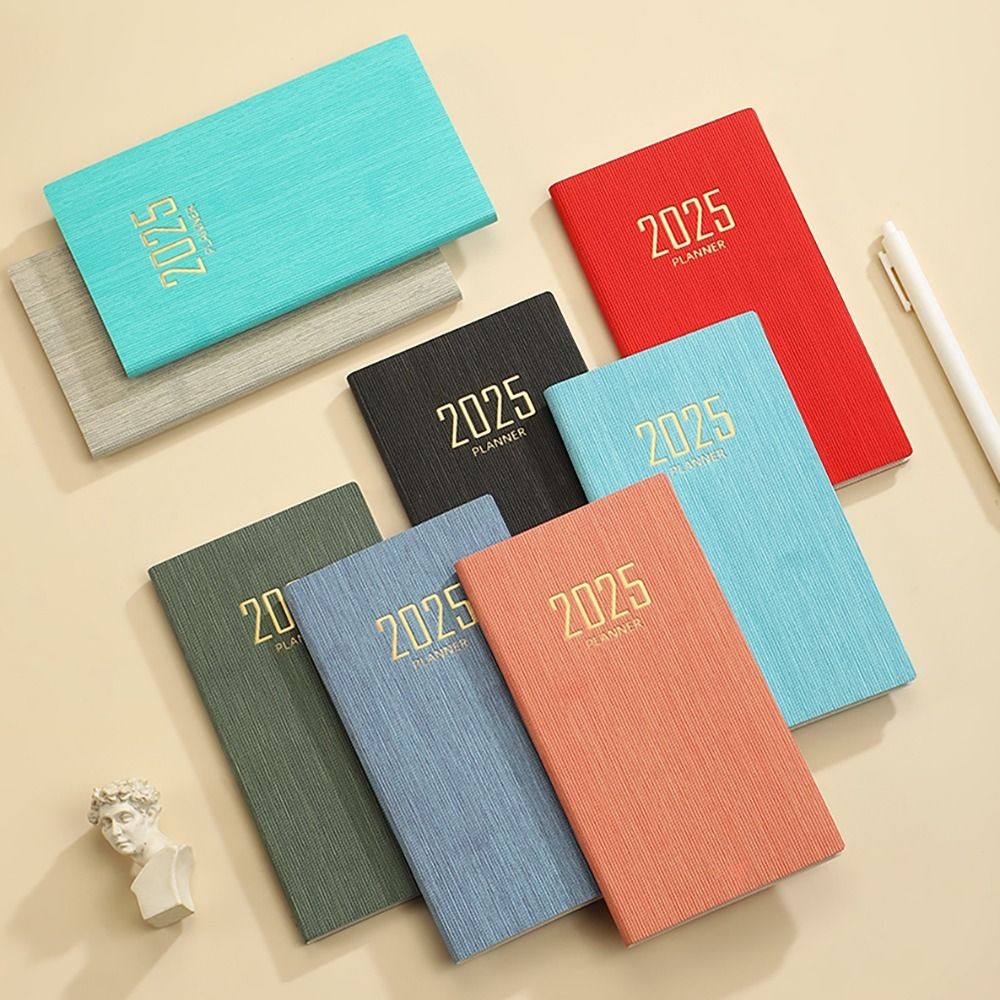 

Portable A6 2025 Agenda Book Pocket with Calendar Notebooks Diary Weekly Planner Students