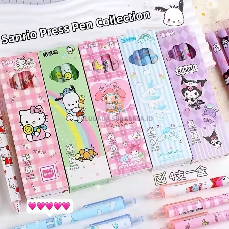 

⭐ PGS ⭐️ Ballpoint / Pulpen Mekanik 0.5 mm Motif Karakter Sanrio Isi 4 Pcs