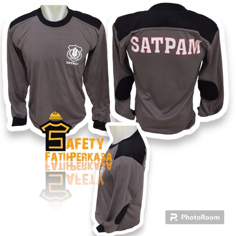 kaos satpam terbaru coklat |kaos satpam security lengan panjang| kaos decker satpam lengan panjang |