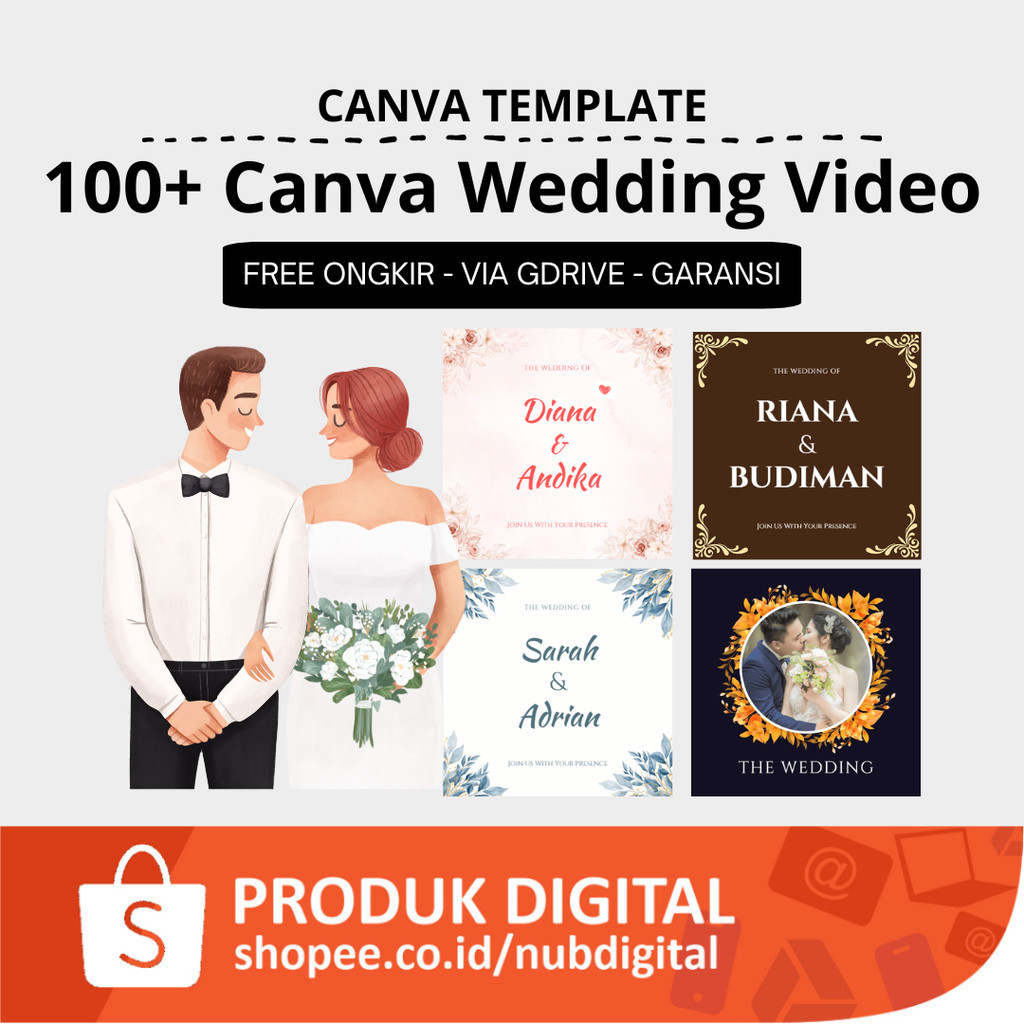 UNDANGAN DIGITAL VIDEO BUAT SENDIRI TEMPLATE WEDDING SIMPEL VIDEO CANVA