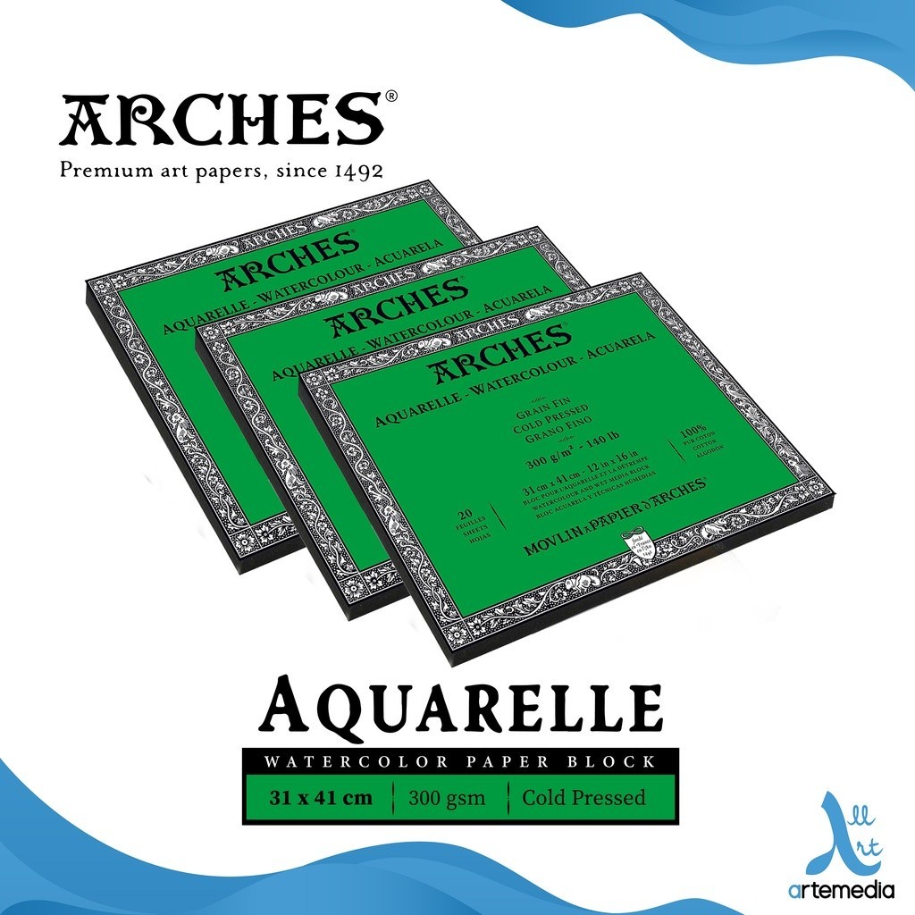 

Arches Aquarelle 31x41cm Watercolor Paper Block Kertas Cat Air