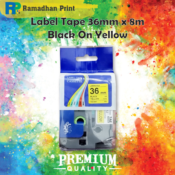 

Label Tape Casette Laminated 36mm Black On Yellow TZE-661 Compatible