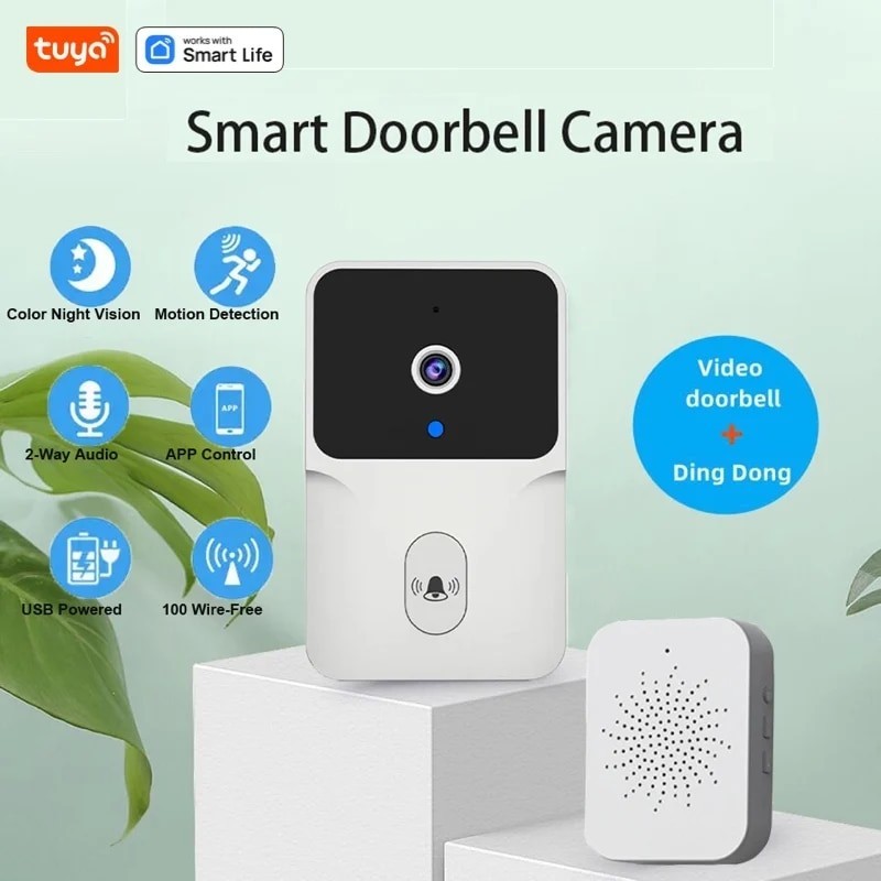 Tuya Smart Home Doorbell Camera WIFI Wireless Doorbell DC AC Battery Powered Camera Bell with Alexa 