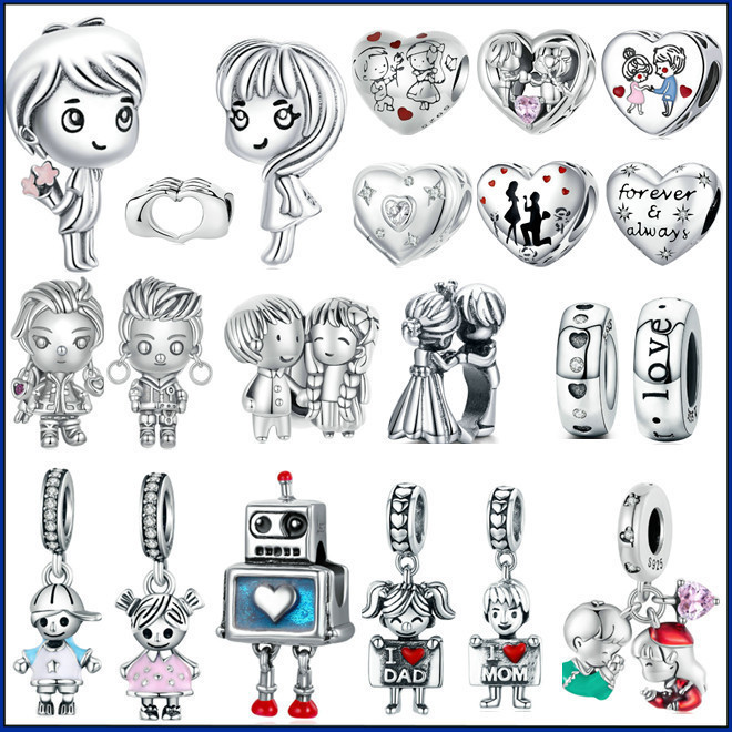 ●925%•Manik-manik gelang diy anak laki-laki dan perempuan hadiah Hari Valentine manik-manik cinta pe