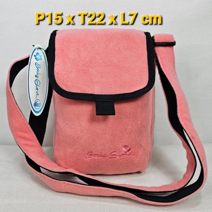 Body Glove Japan original authentic fur sling crossbody sport bag tas selempang pink bahan bulu velb
