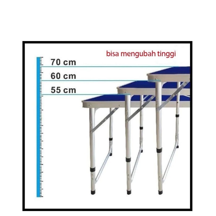 promo ✨ -MEJA LIPAT KOPER HPL ALUMINIUM-MEJA LIPAT PORTABLE - KAKI BULAT - Cokelat